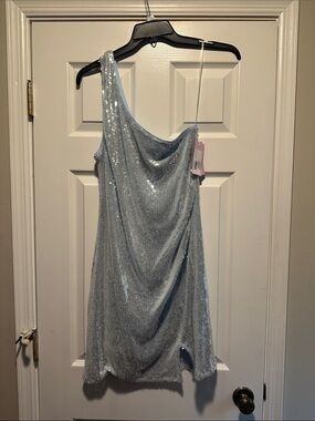 wild fable One-Shoulder Sequin Mini Dress in Light Blue